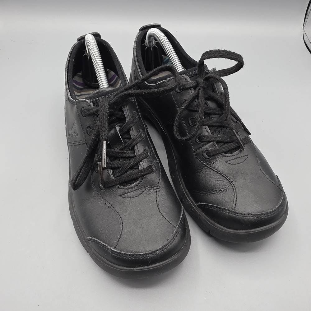 Dansko Elise Shoes‎ Womens 37 Black Leather Lace Up Sneakers Slip Resistant